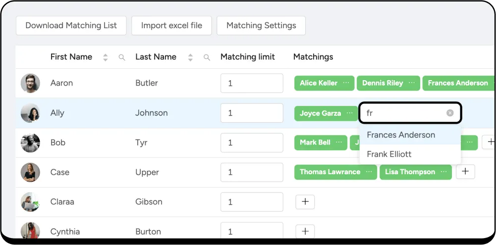 Mentor mentee matching upload