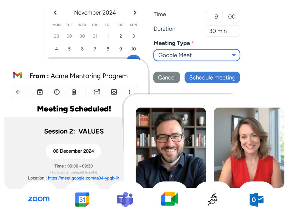 mentoring calendar video integrations